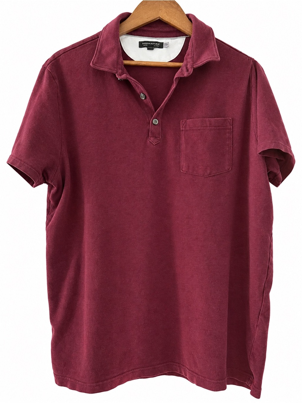 Banana Republic Men’s Burgundy Performance Pique Polo XL Pocket